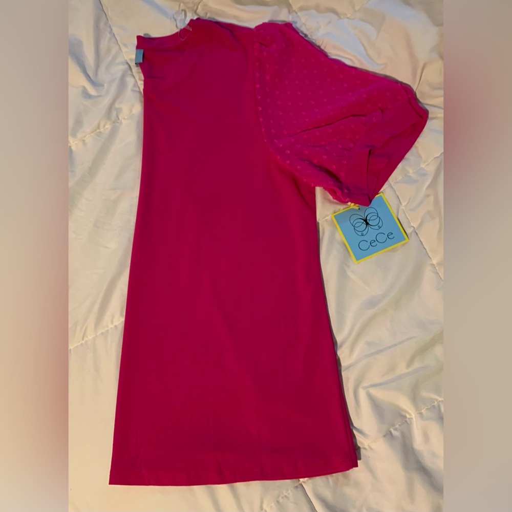 Cece’s Hot Pink Blouse Women’s XL translucent sleeves NWT never worn!